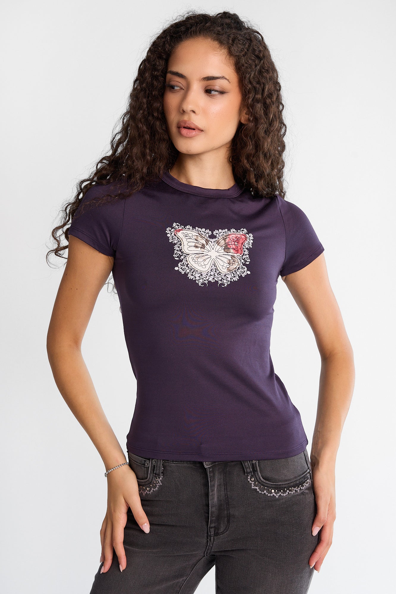 Butterfly Super Soft Graphic Tee - Magenta /