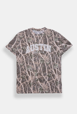 T-shirt coupe boyfriend camouflage arbres Austin Texas