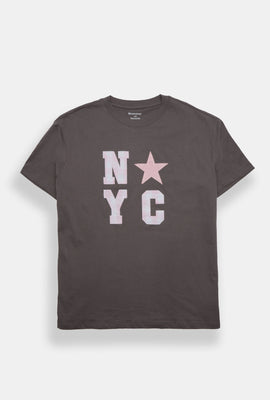 T-shirt coupe boyfriend imprimé NYC