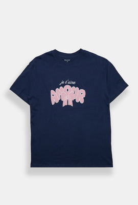 T-shirt coupe boyfriend imprimé Amour