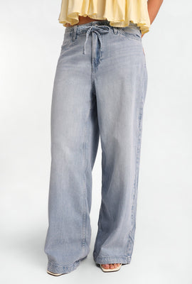 Low Rise Ultra Wide Leg Drawstring Jeans