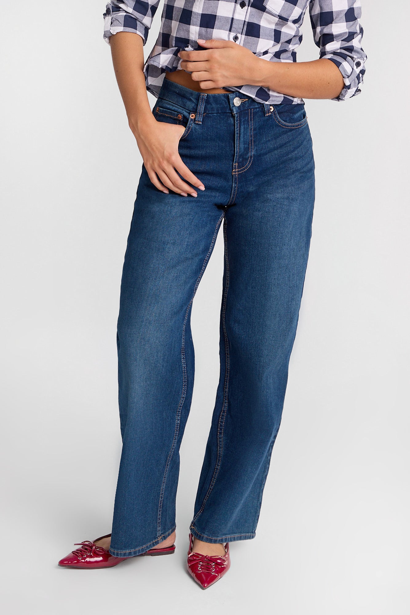 Ella Curvy High Rise Baggy Jeans - Rinse Denim / Reg