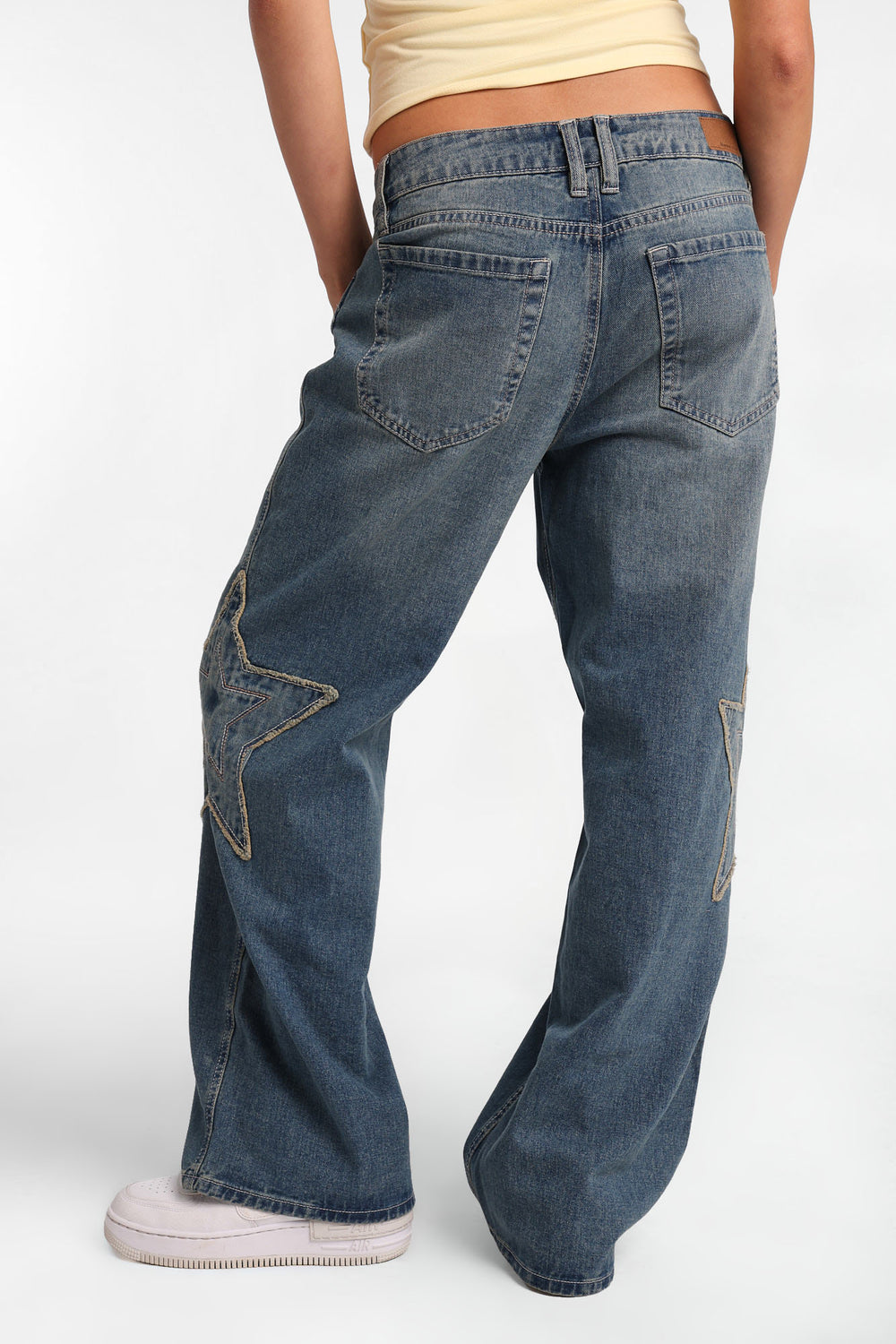 Chloe Star Patch Embroidered Low Rise Baggy Jeans Chloe Star Patch Embroidered Low Rise Baggy Jeans