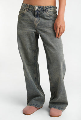 Chloe Star Patch Embroidered Low Rise Baggy Jeans