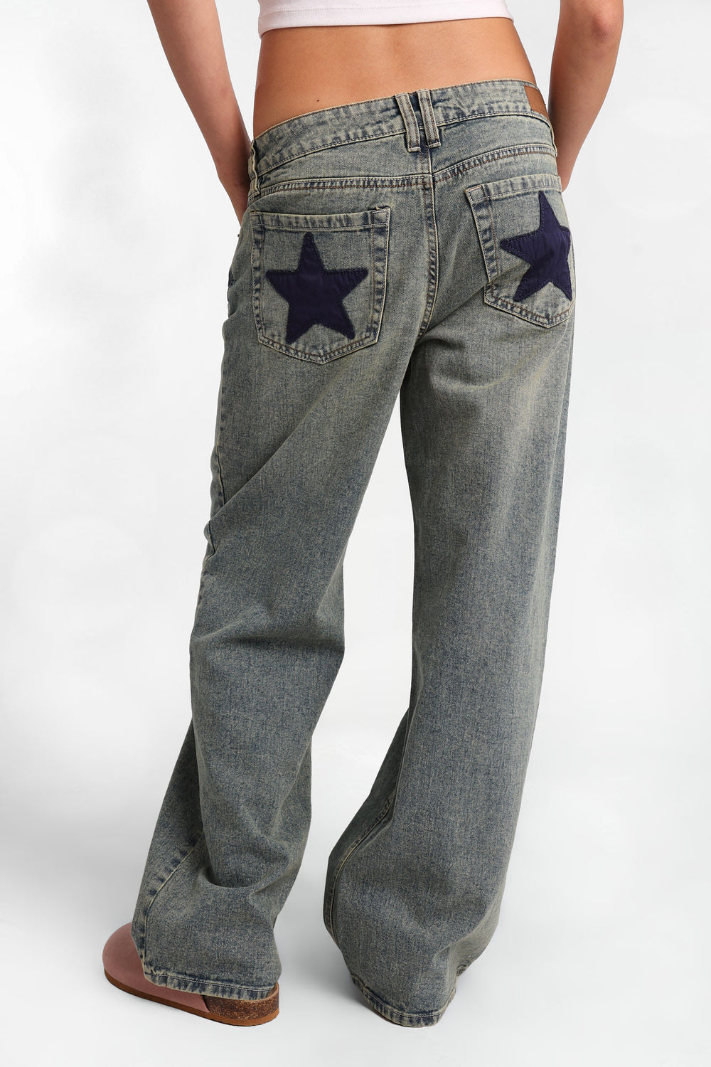 Chloe Star Patch Embroidered Low Rise Baggy Jeans Chloe Star Patch Embroidered Low Rise Baggy Jeans