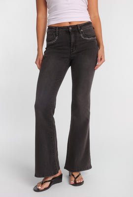 Jean Isla évasé taille haute avec appliqué en strass