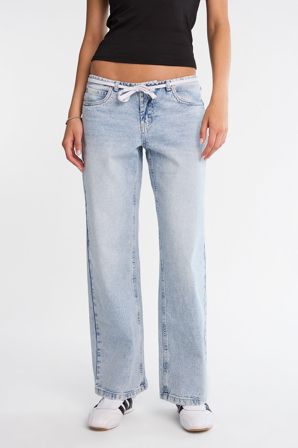 Chloe Low Rise Shoelace Belt Baggy Jeans Chloe Low Rise Shoelace Belt Baggy Jeans