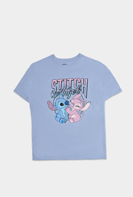Womens Stitch and Angel Graphic Boyfriend Tee