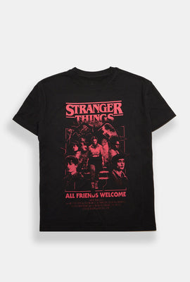 T-shirt coupe garçonne imprimé Stranger Things All Friends Welcome