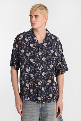 Paisley Print Short Sleeve Button-Up Shirt
