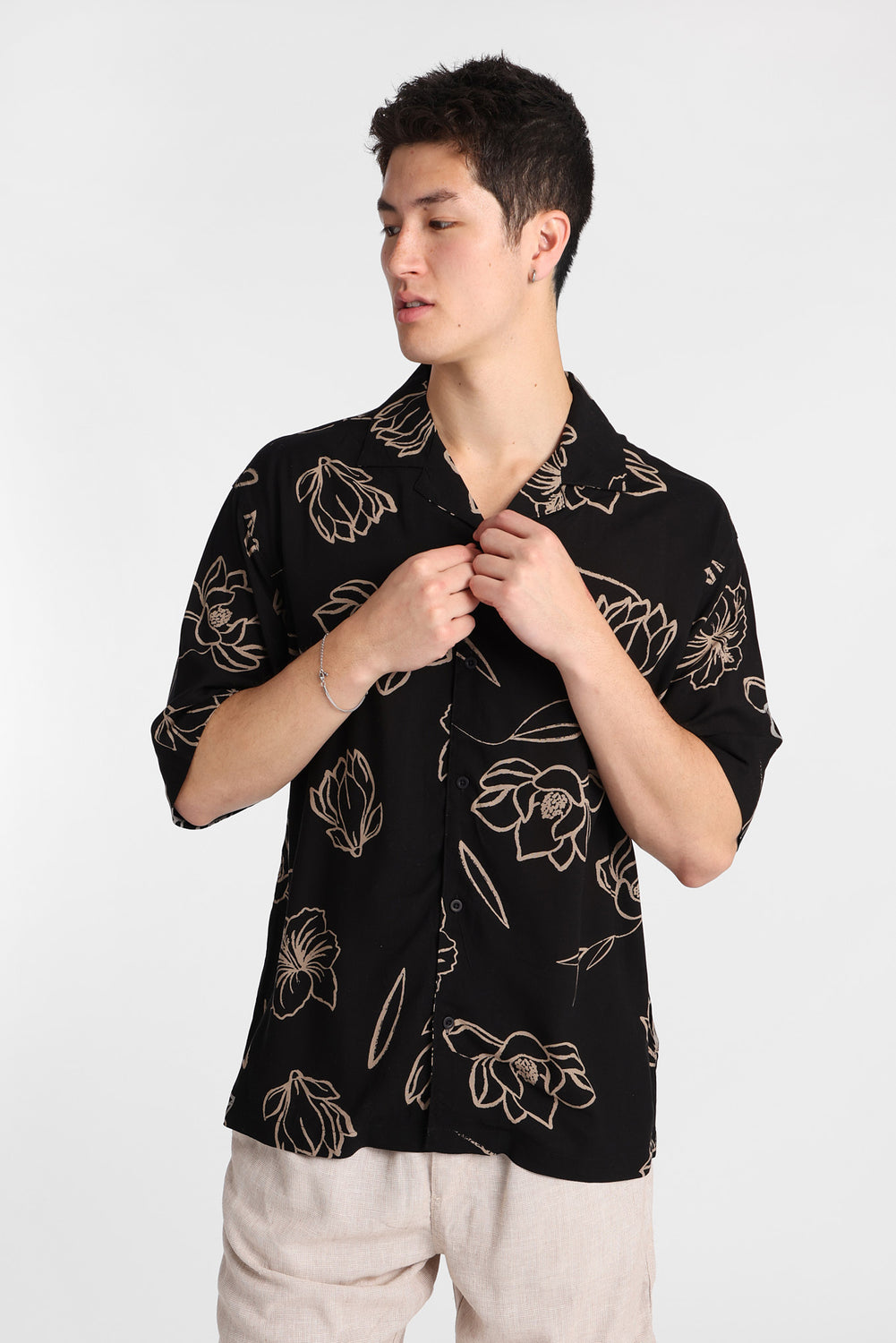 Chemise boutonnée à imprimé floral Chemise boutonnée à imprimé floral