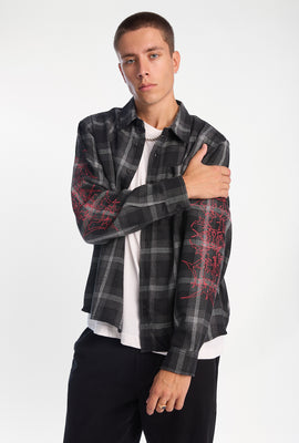 Chemise à carreaux boutonnée à coupe carrée