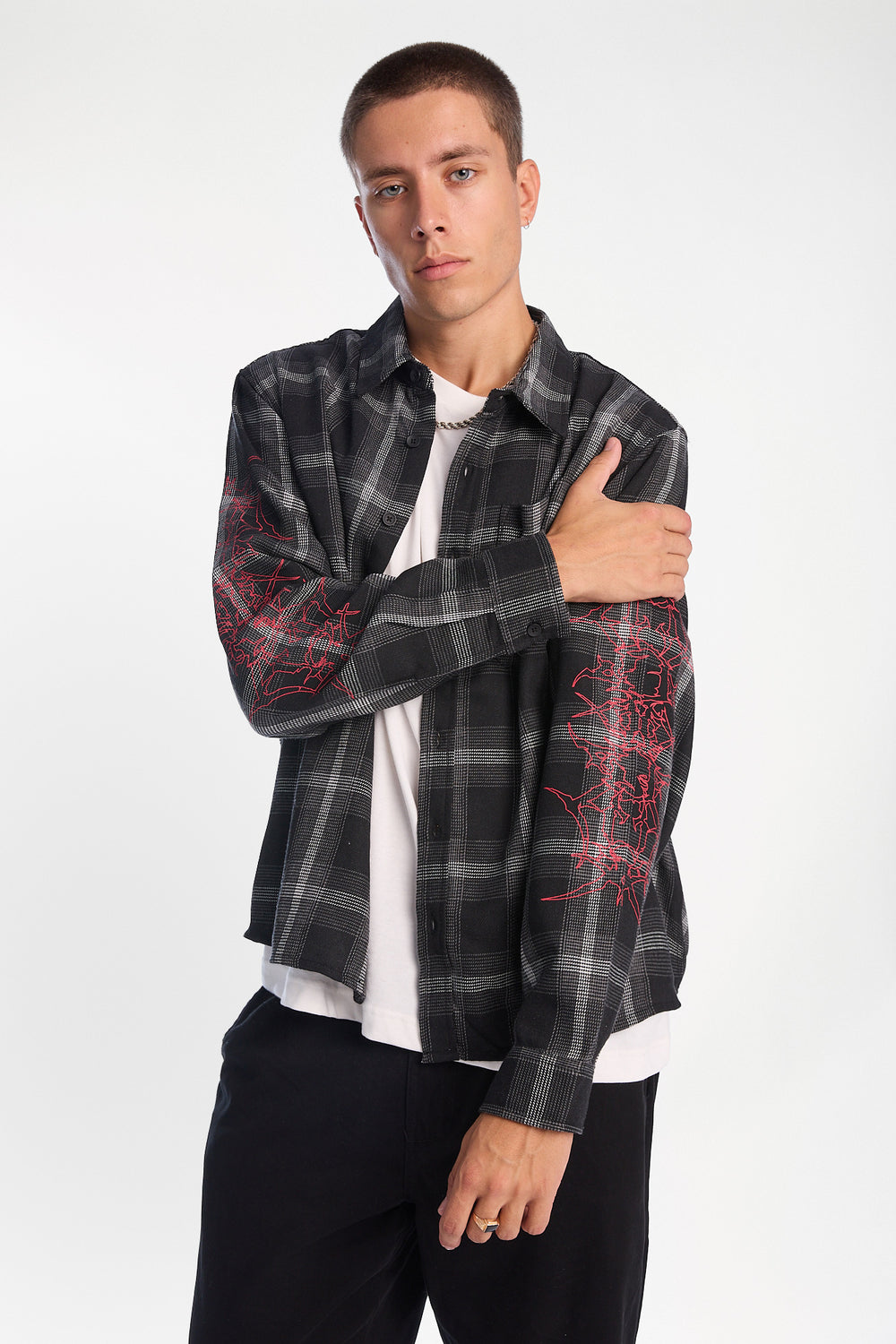 Graphic Plaid Button-Up Boxy Shirt Graphic Plaid Button-Up Boxy Shirt