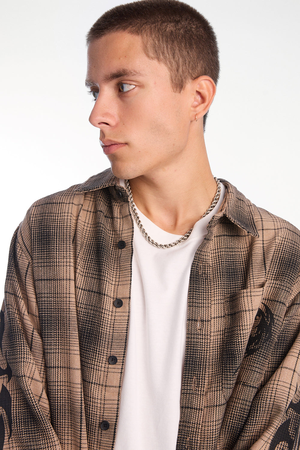 Graphic Plaid Button-Up Boxy Shirt Graphic Plaid Button-Up Boxy Shirt