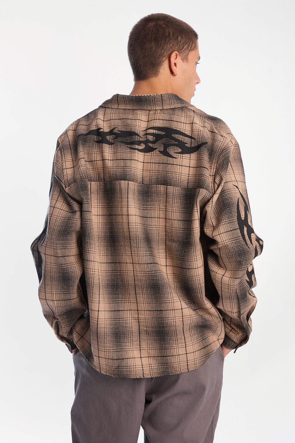 Graphic Plaid Button-Up Boxy Shirt Graphic Plaid Button-Up Boxy Shirt