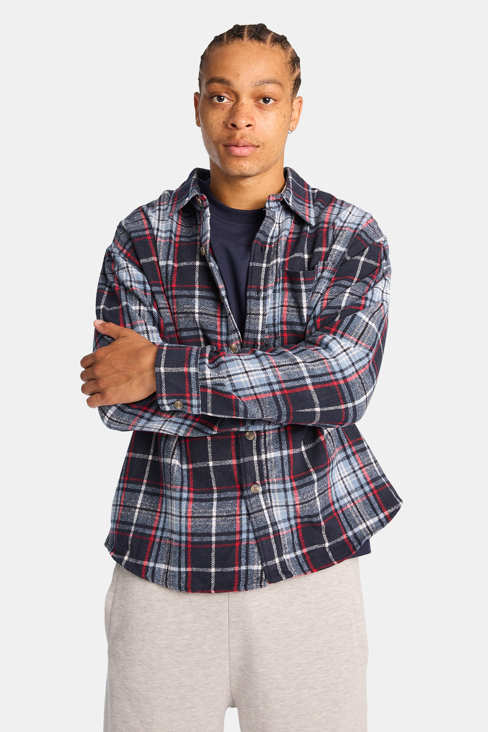 Plaid Button-Up Relaxed Shirt Plaid Button-Up Relaxed Shirt