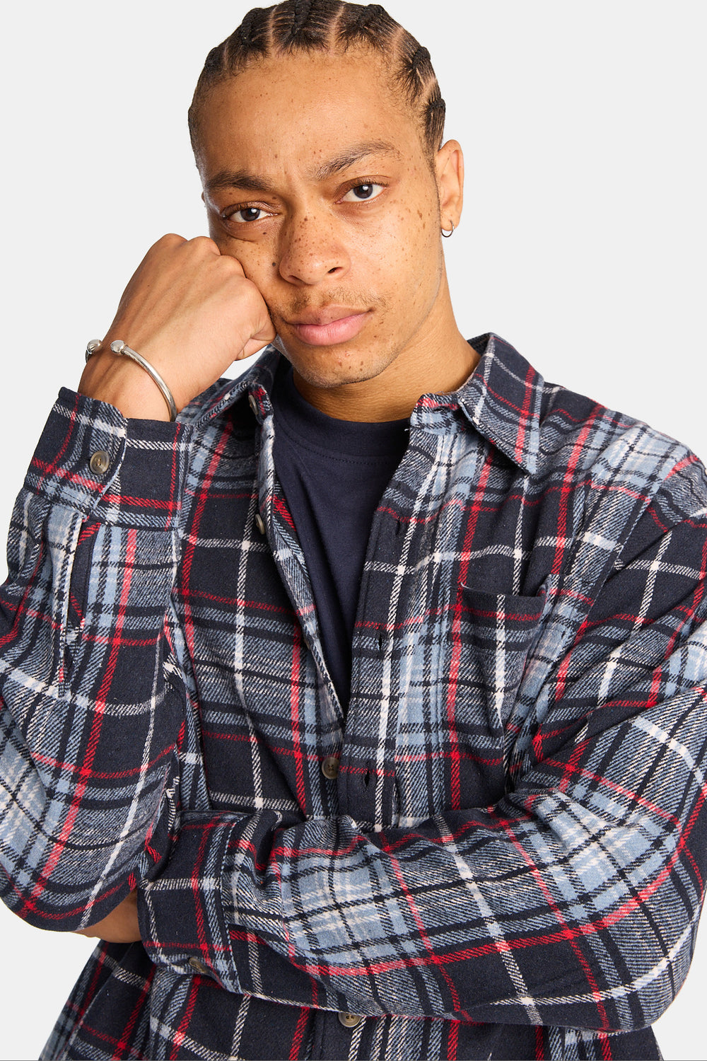Chemise décontractée à carreaux boutonnée Chemise décontractée à carreaux boutonnée