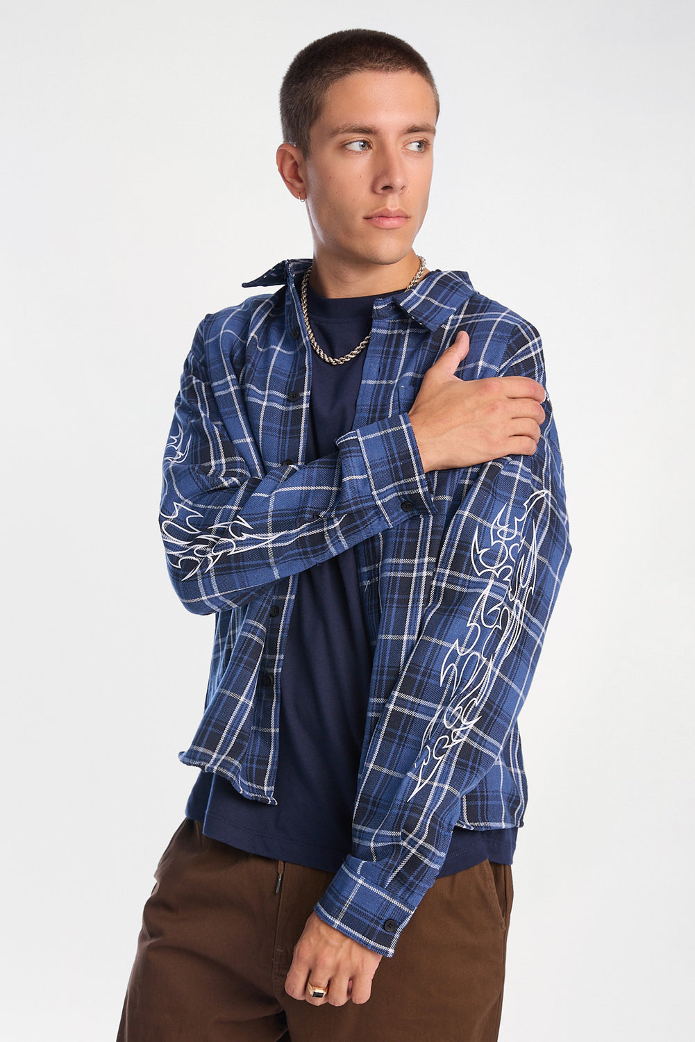 Graphic Plaid Button-Up Boxy Shirt Graphic Plaid Button-Up Boxy Shirt