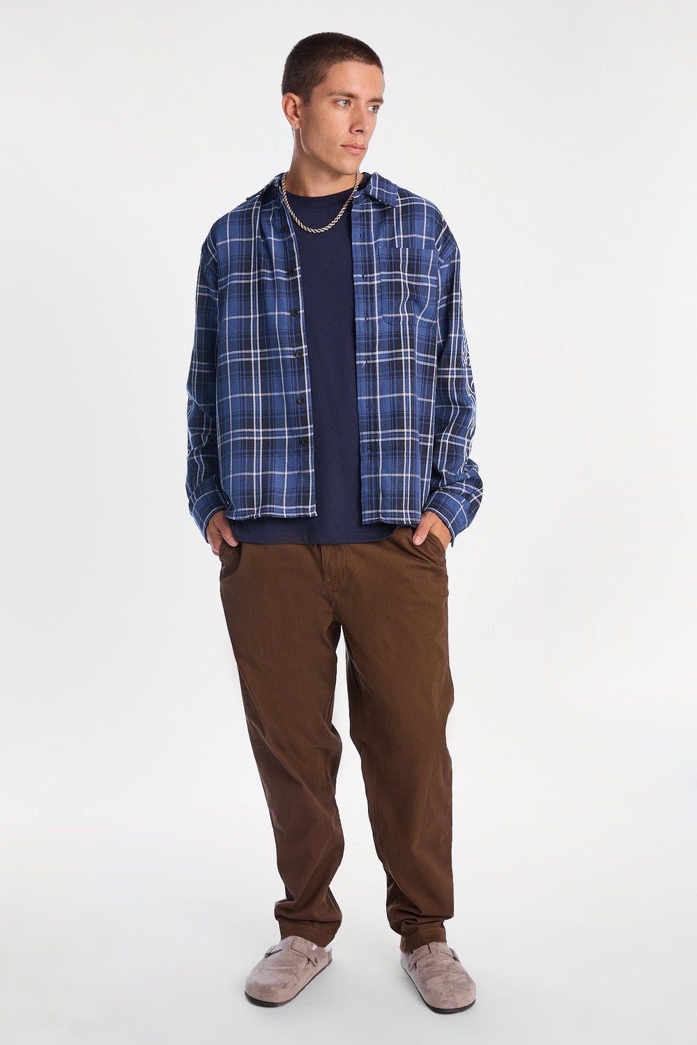 Graphic Plaid Button-Up Boxy Shirt Graphic Plaid Button-Up Boxy Shirt