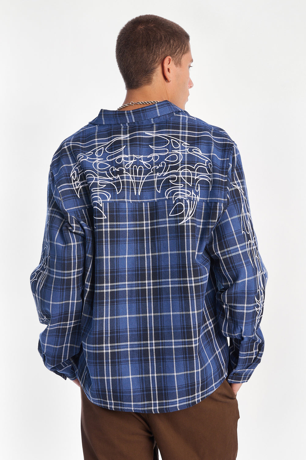 Graphic Plaid Button-Up Boxy Shirt Graphic Plaid Button-Up Boxy Shirt