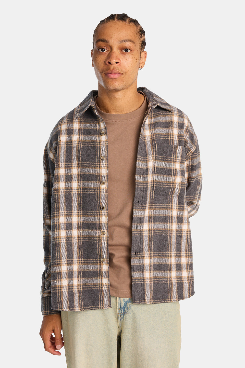 Chemise décontractée à carreaux boutonnée Chemise décontractée à carreaux boutonnée