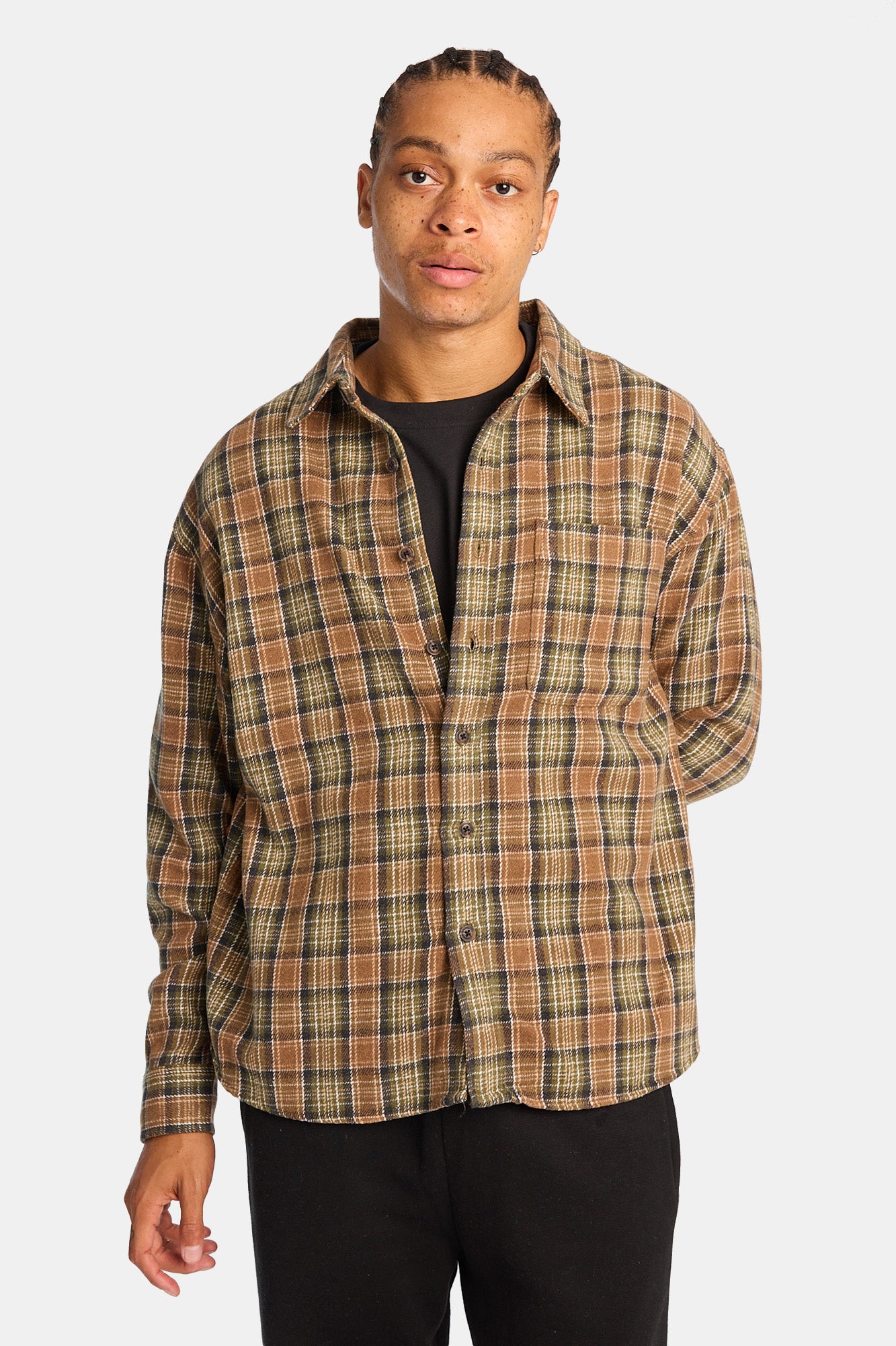 Plaid Button-Up Relaxed Shirt