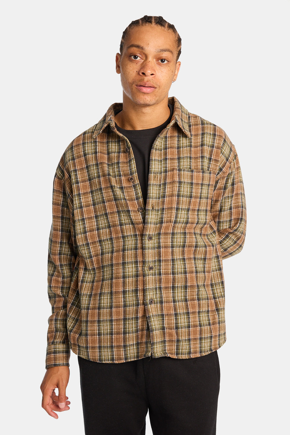 Chemise décontractée à carreaux boutonnée Chemise décontractée à carreaux boutonnée
