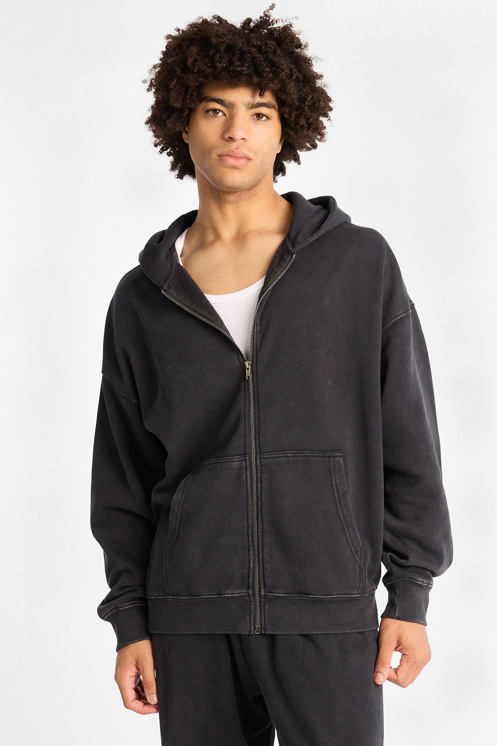 North Western Washed Zip-Up Boxy Hoodie North Western Washed Zip-Up Boxy Hoodie