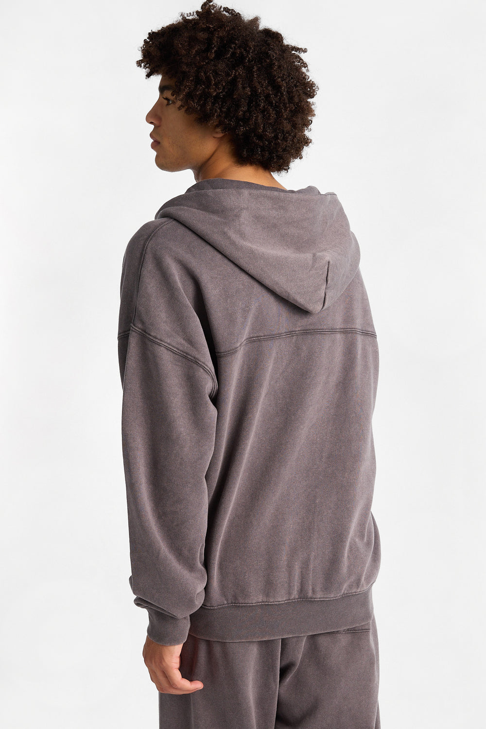 North Western Washed Zip-Up Boxy Hoodie North Western Washed Zip-Up Boxy Hoodie