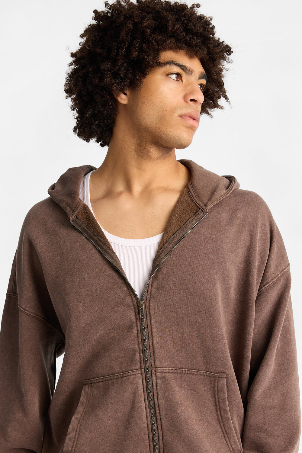 North Western Washed Zip-Up Boxy Hoodie North Western Washed Zip-Up Boxy Hoodie