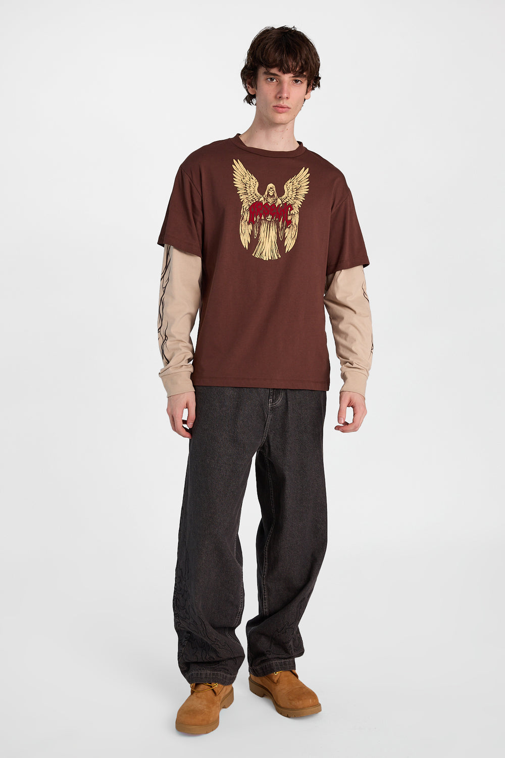Flames Embroidered Skater Jeans Flames Embroidered Skater Jeans