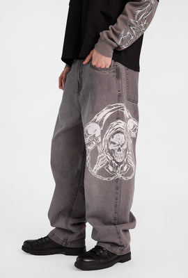 Grim Reaper Printed Skater Jeans