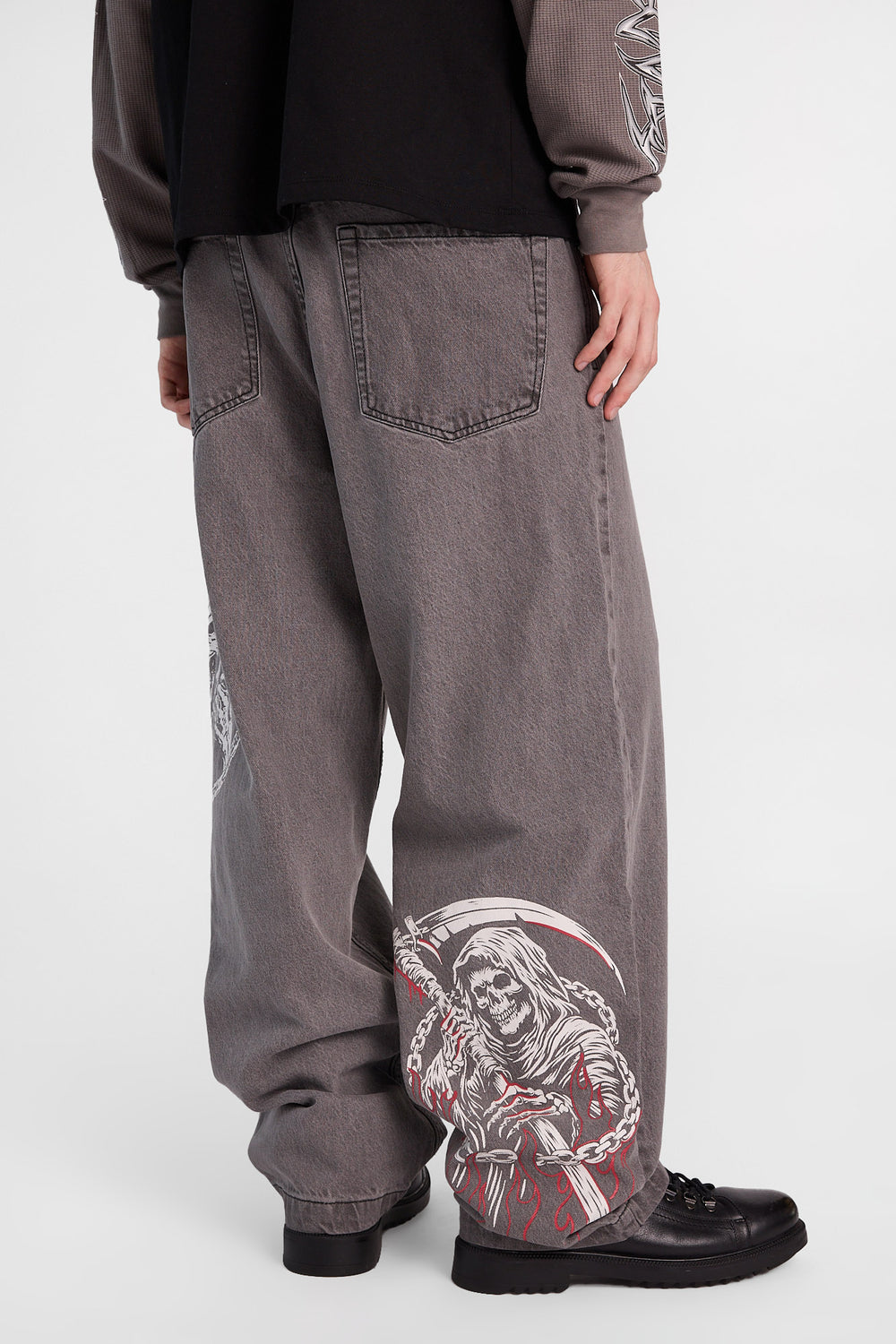 Grim Reaper Printed Skater Jeans Grim Reaper Printed Skater Jeans