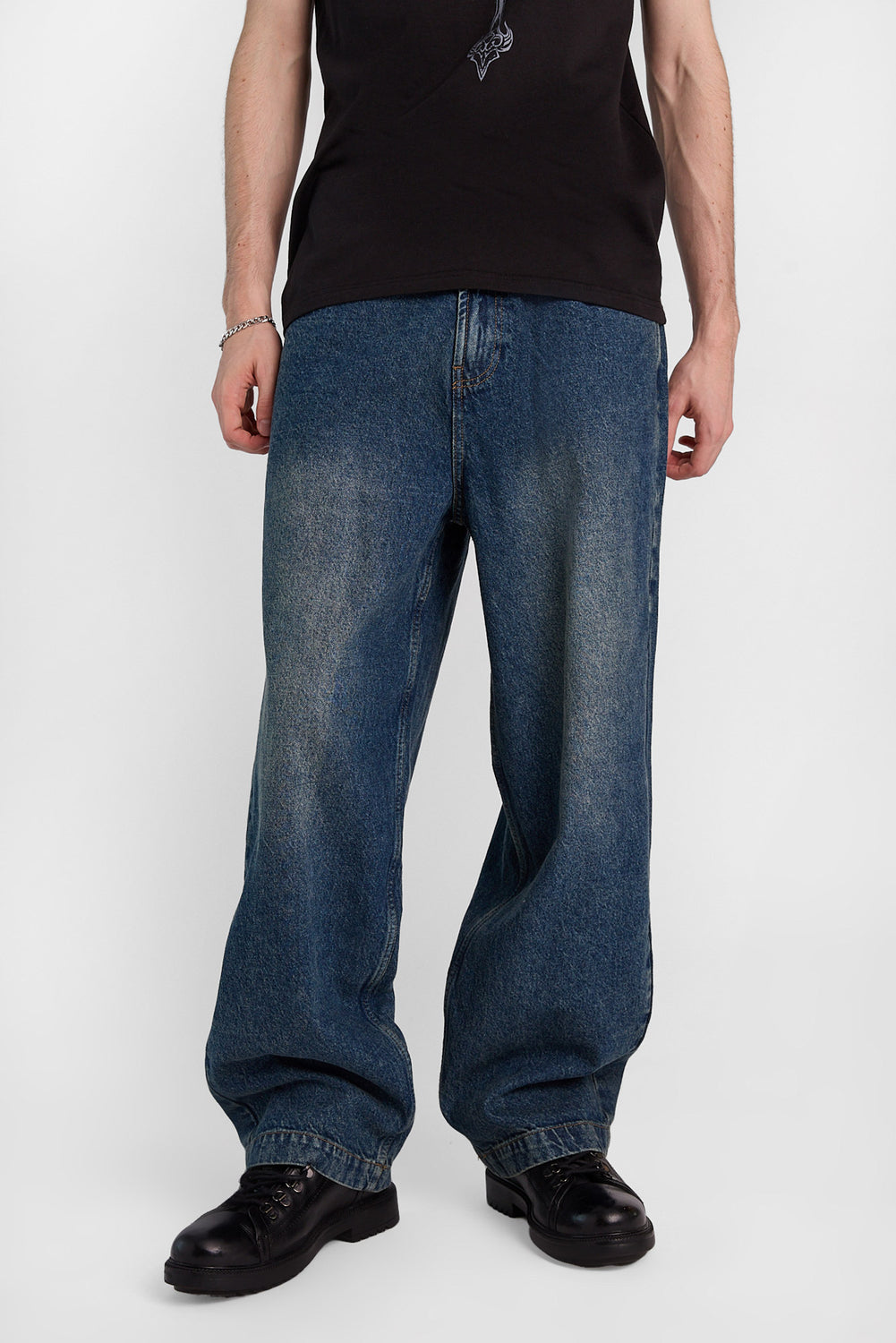 Skeleton & Flames Embroidered Skater Jeans Skeleton & Flames Embroidered Skater Jeans