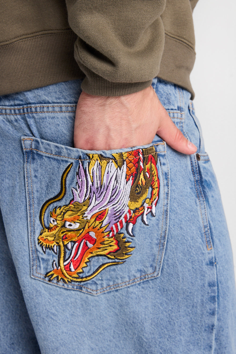 Dragon Embroidered Skater Jeans Dragon Embroidered Skater Jeans