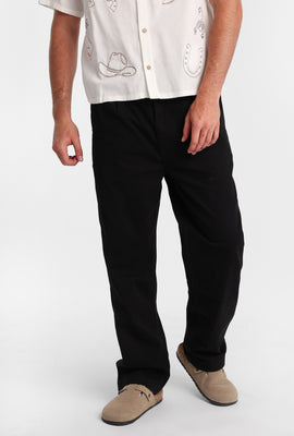 Loose Twill Pleated Pants