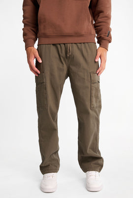 Pantalon cargo ample en sergé brodé