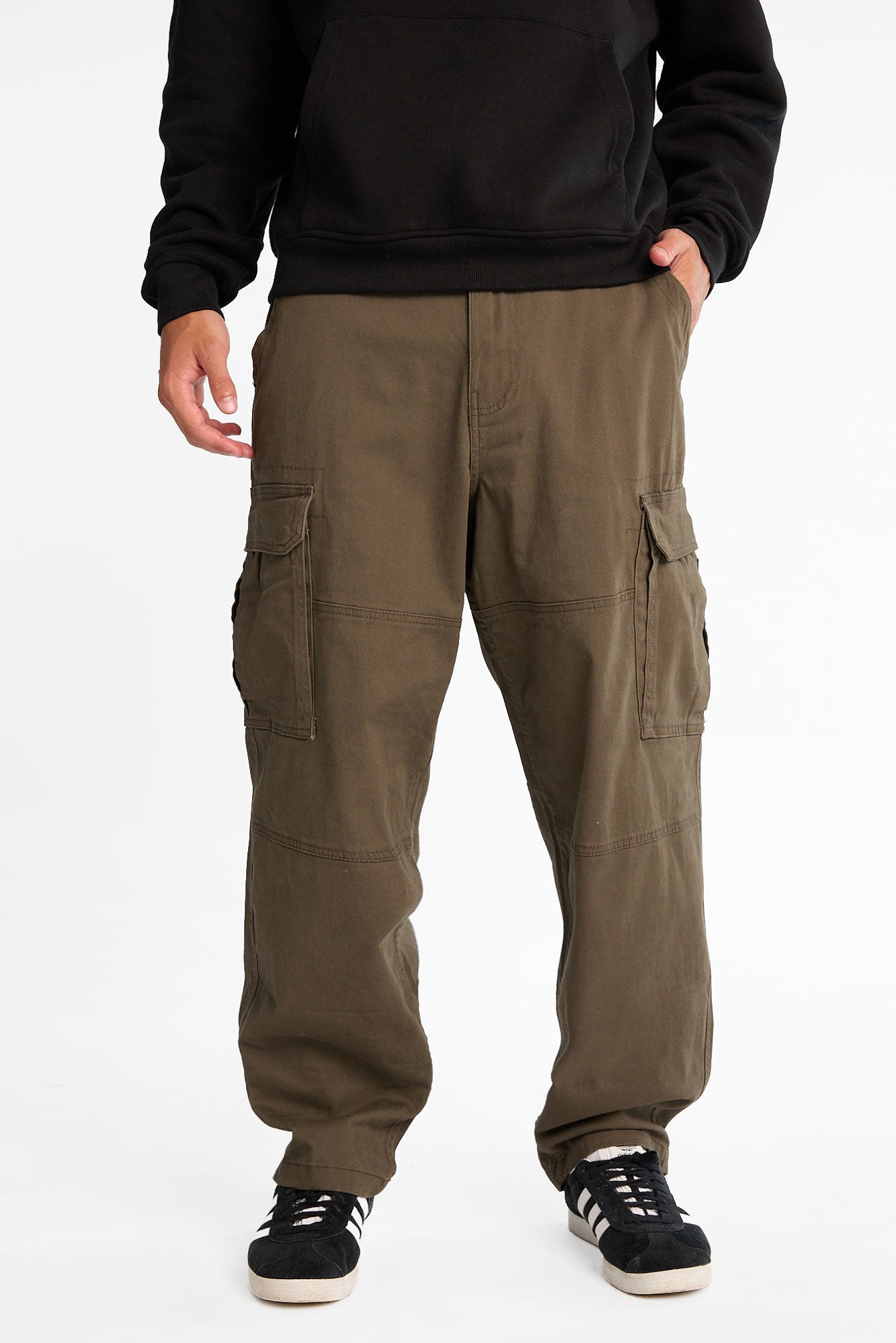 Cargo Baggy Skater Twill Pants - Dark Green /