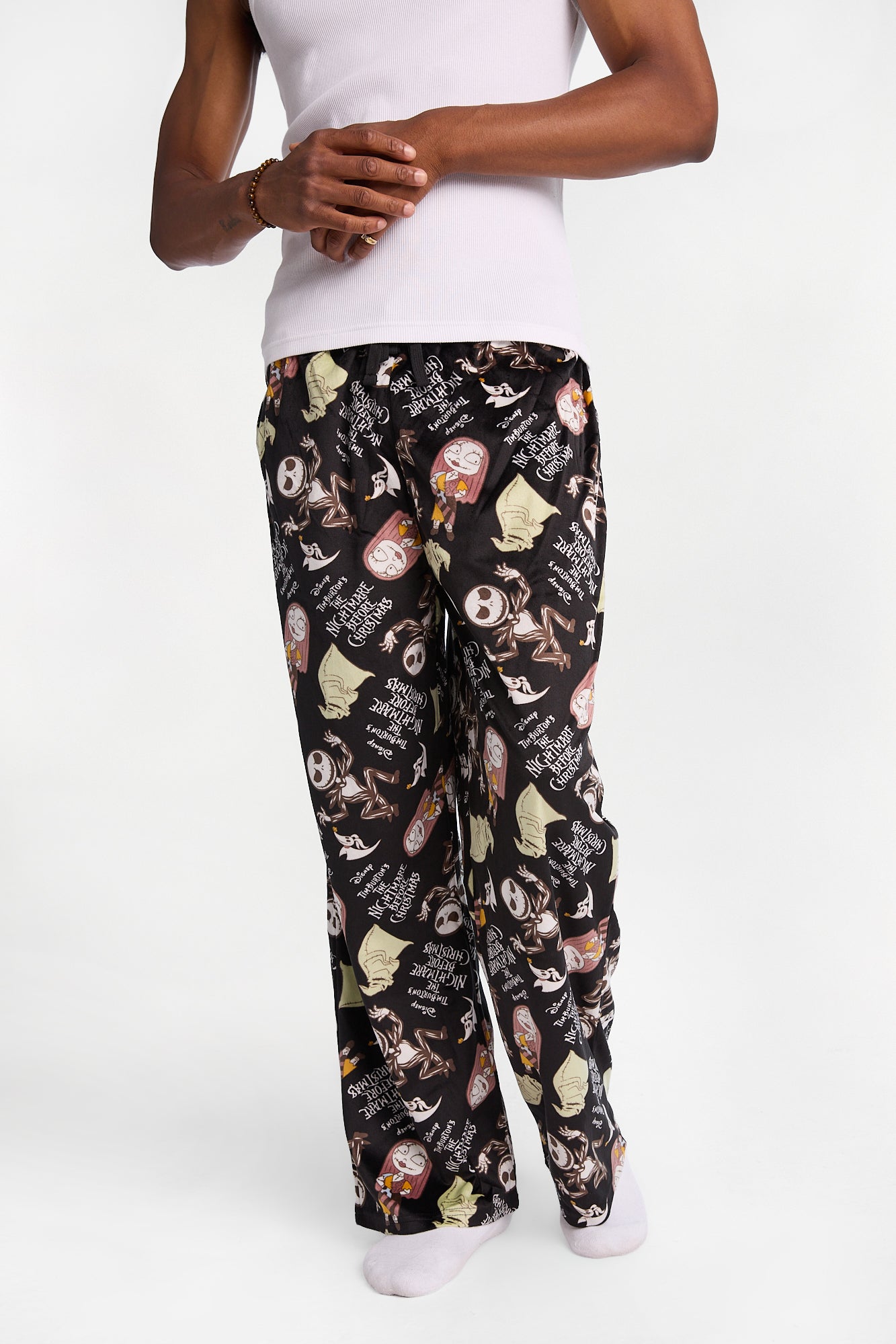 The Nightmare Before Christmas Jack & Sally Silky Fleece Pajama Pants - Black /