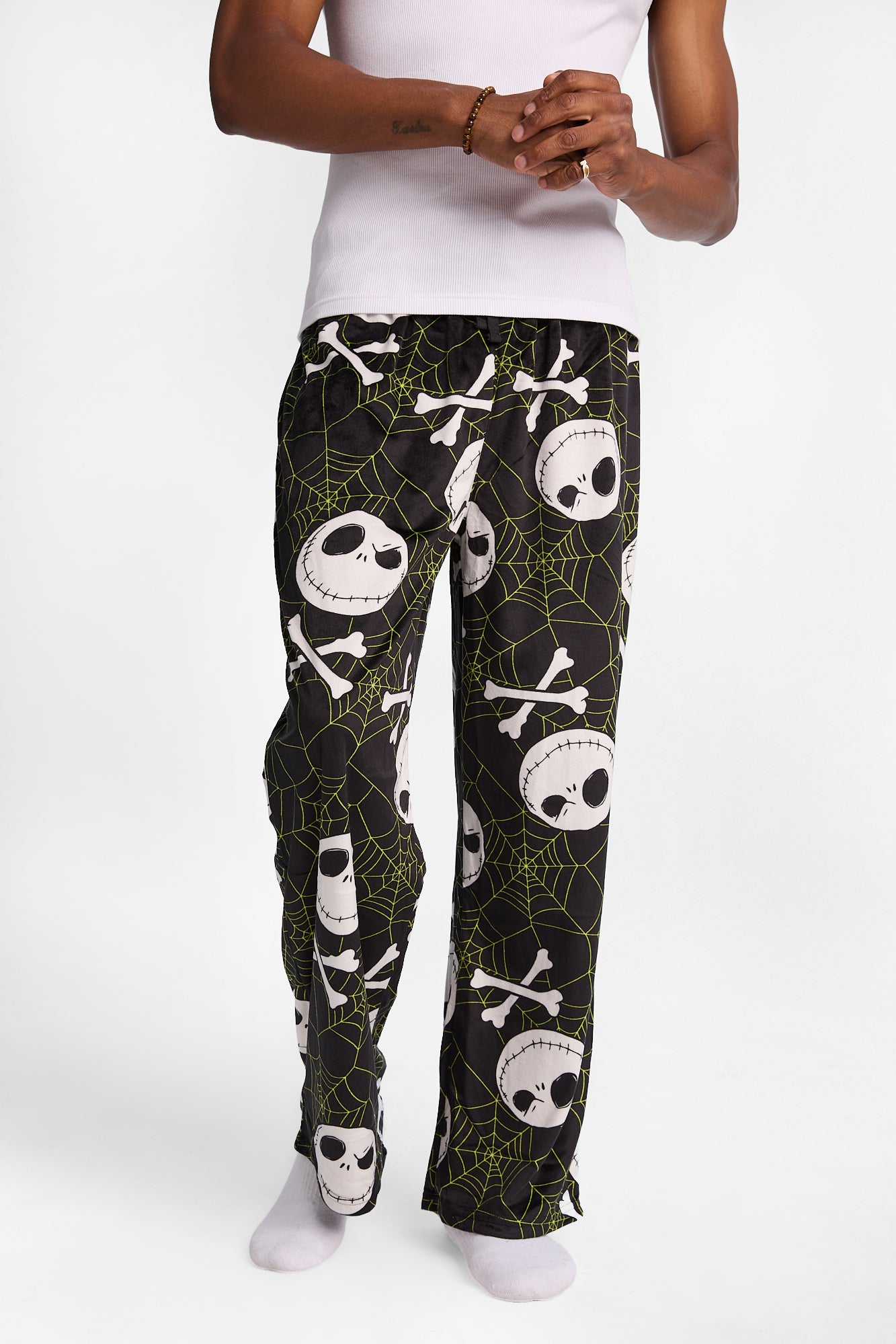 The Nightmare Before Christmas Silky Fleece Pajama Pants - Black /