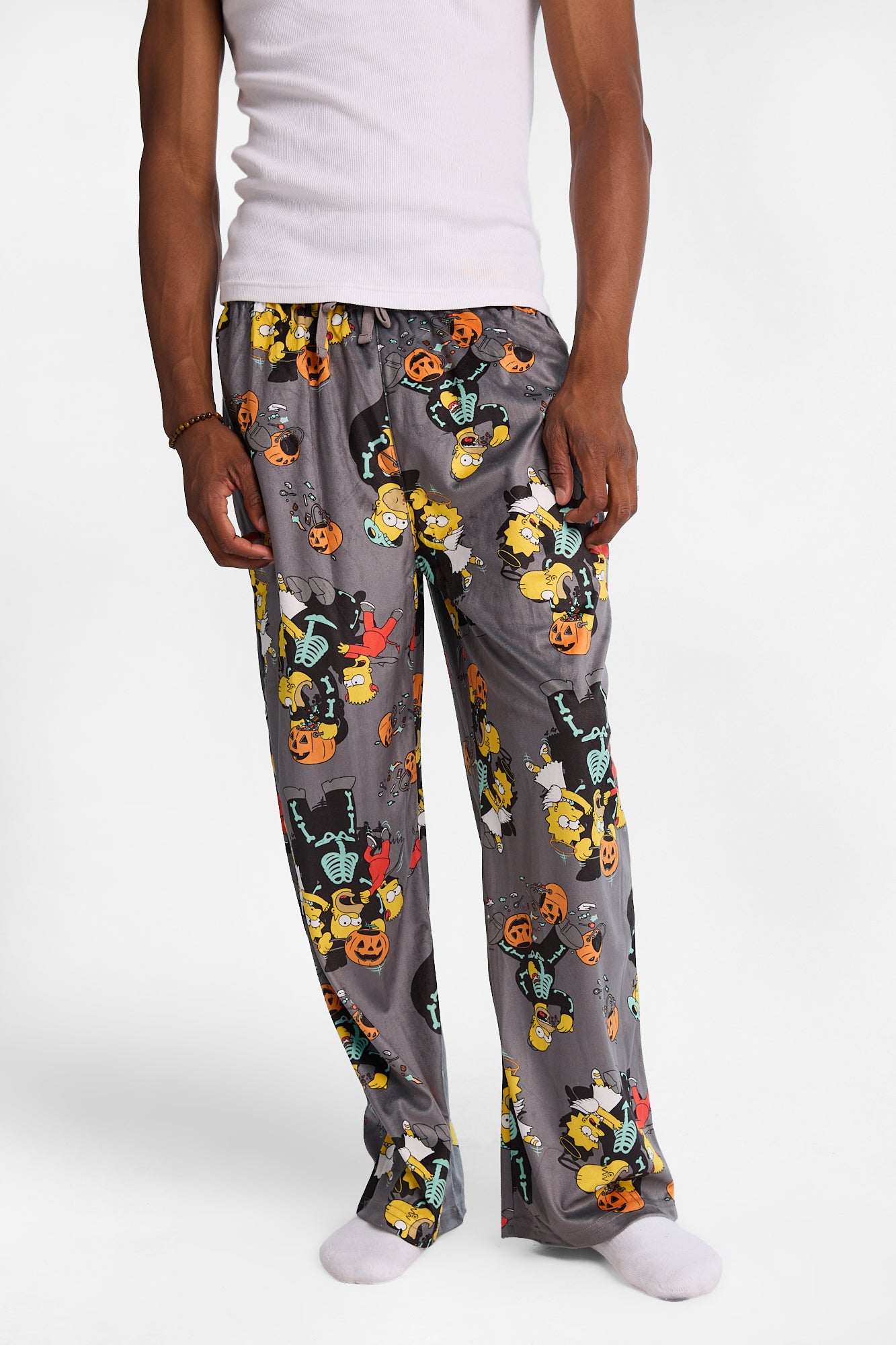 Spooky Simpsons Silky Fleece Pajama Pants - Heather Grey /