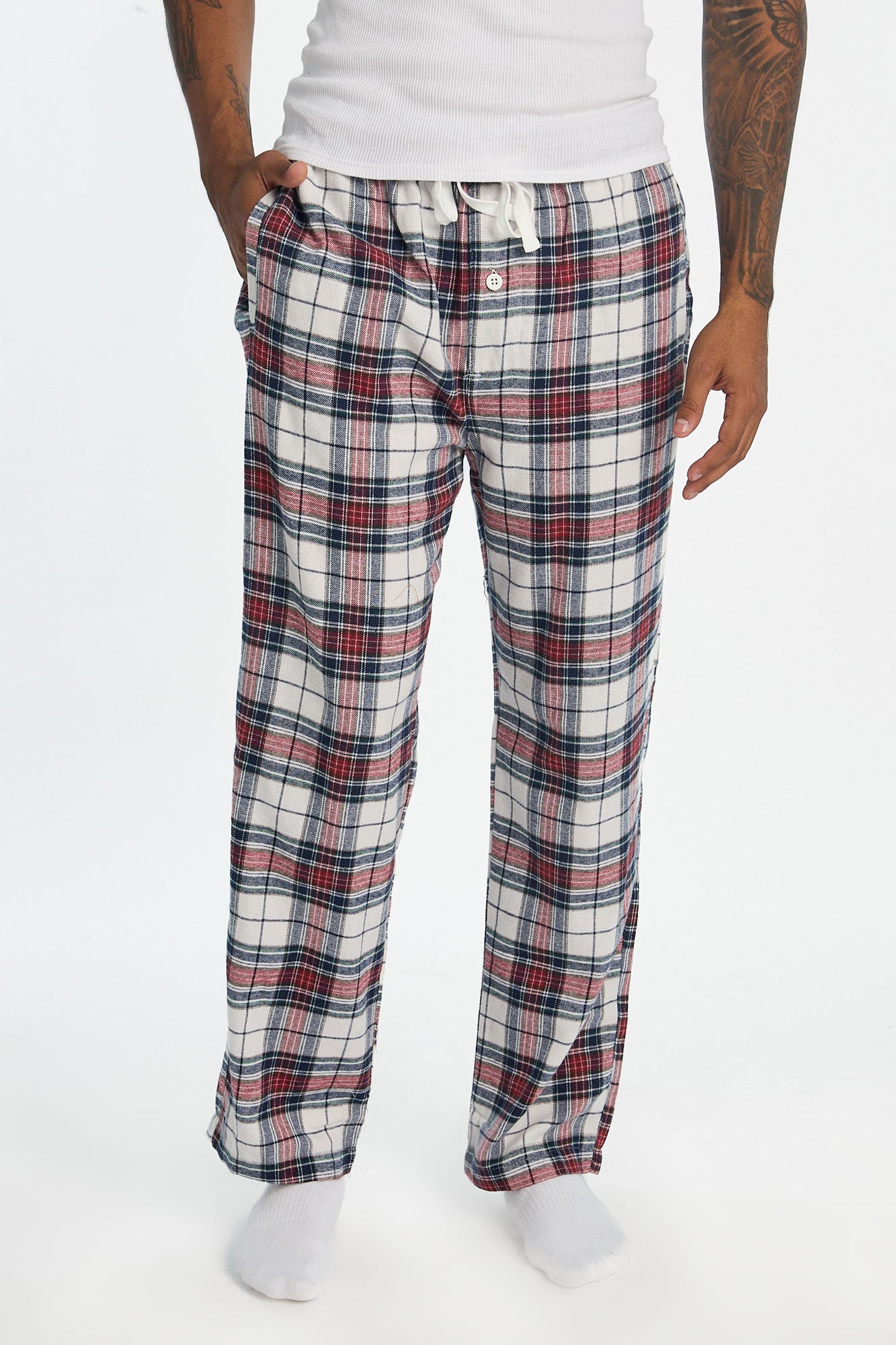 Mens Plaid Classic Pajama Pant - Red /