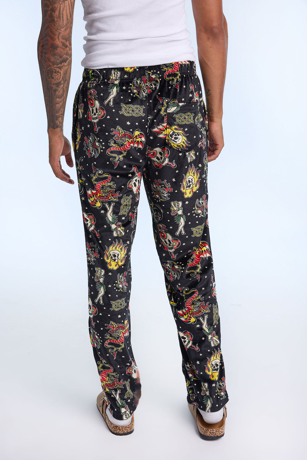 Pantalon de pyjama en peluche motif tattoo homme Pantalon de pyjama en peluche motif tattoo homme