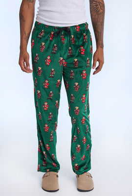 Mens Holiday Bear Plush Pajama Pant