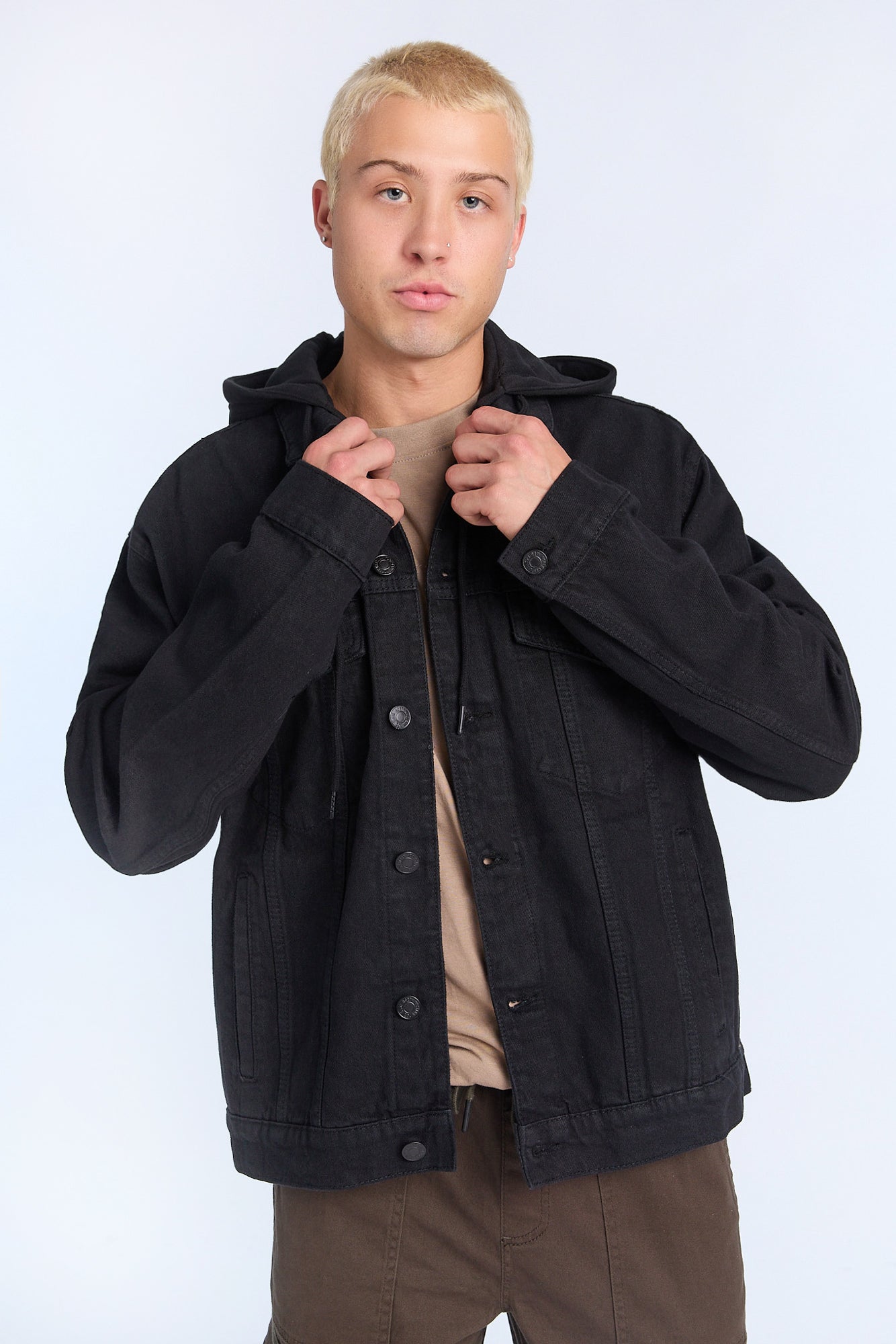 Mens Hooded Denim Jacket - /