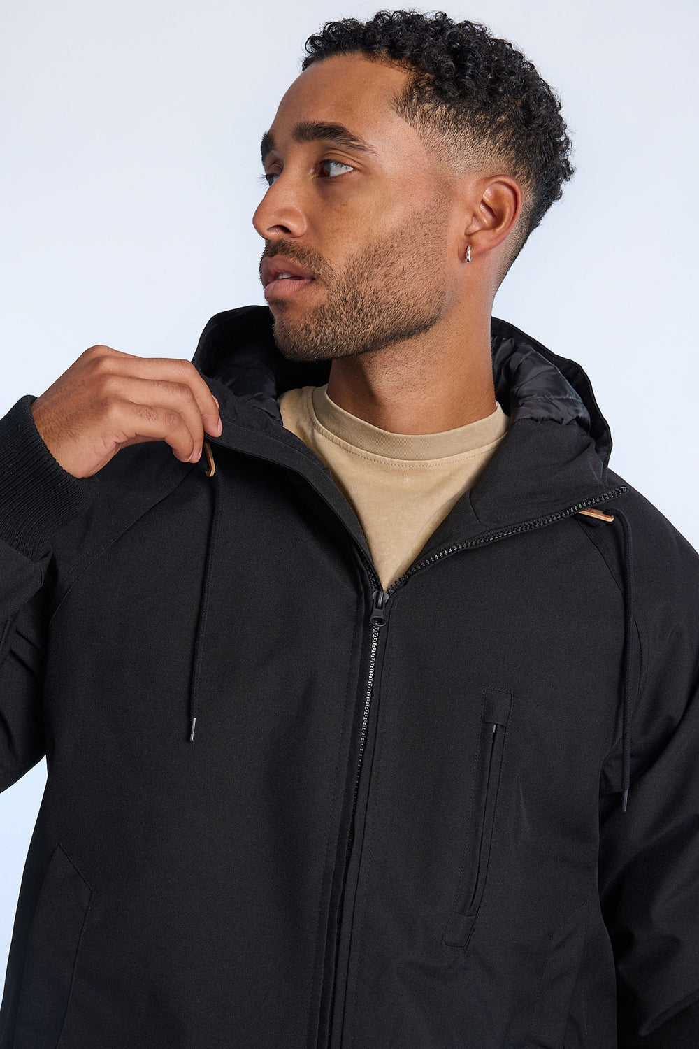 Mens Hooded Raglan Bomber Jacket Mens Hooded Raglan Bomber Jacket