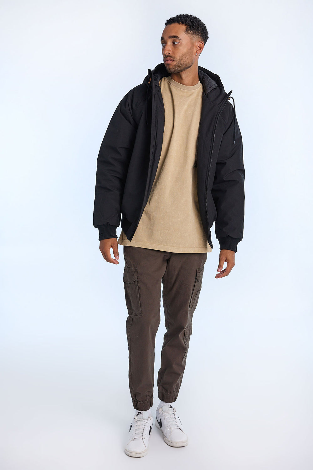 Mens Hooded Raglan Bomber Jacket Mens Hooded Raglan Bomber Jacket