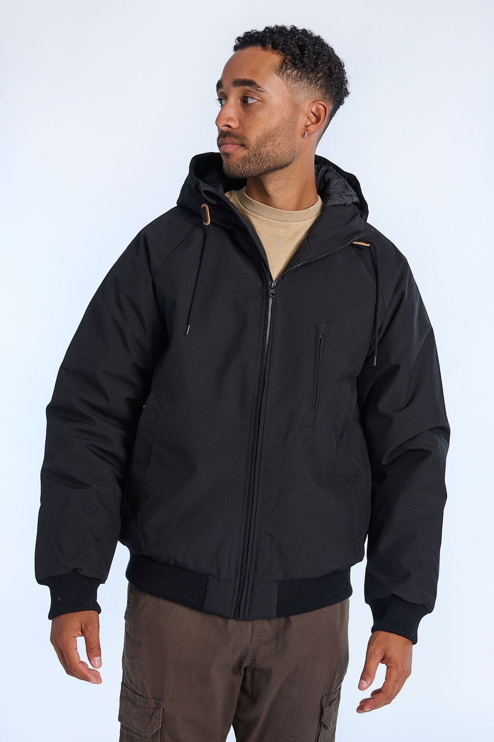 Mens Hooded Raglan Bomber Jacket Mens Hooded Raglan Bomber Jacket