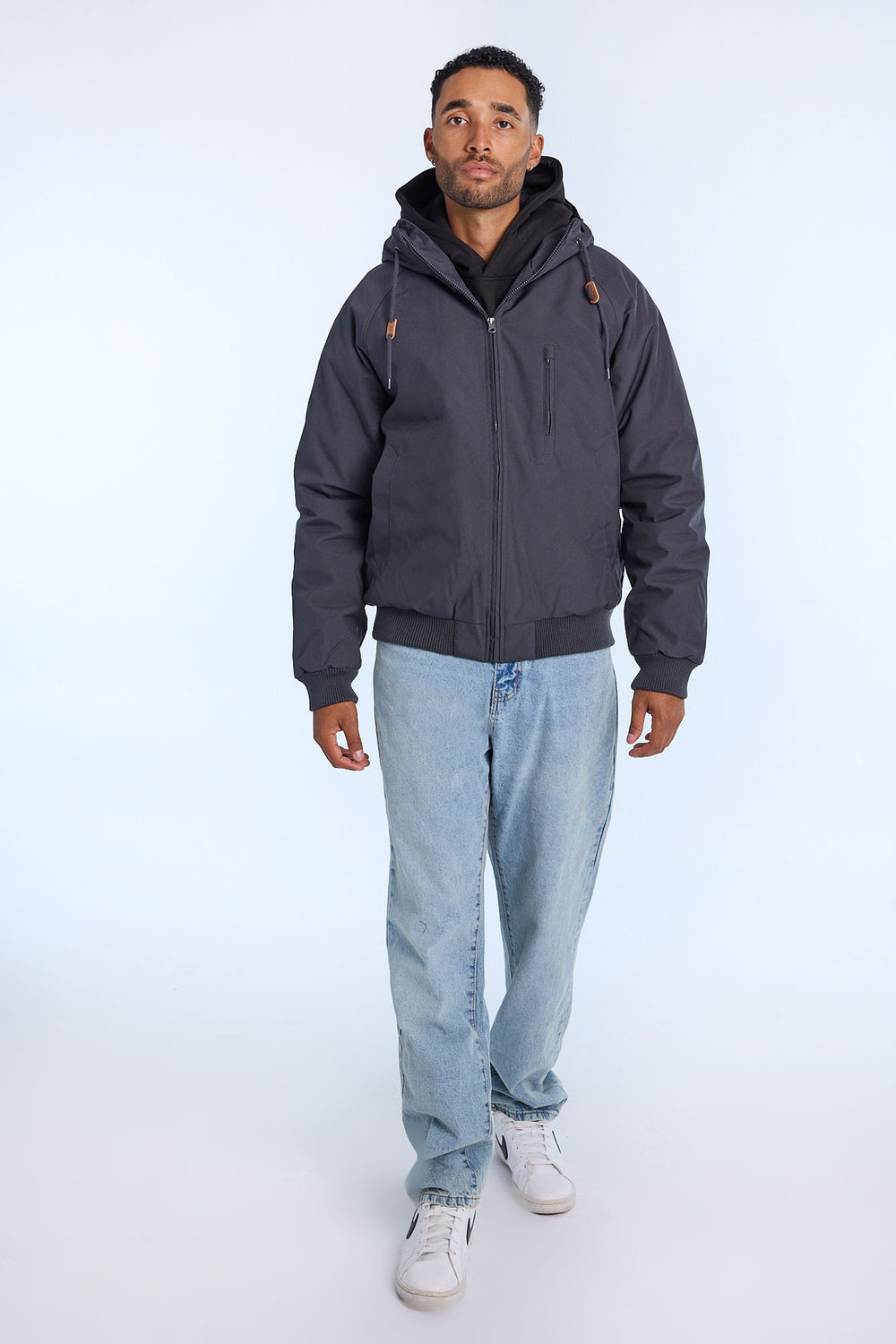Mens Hooded Raglan Bomber Jacket Mens Hooded Raglan Bomber Jacket