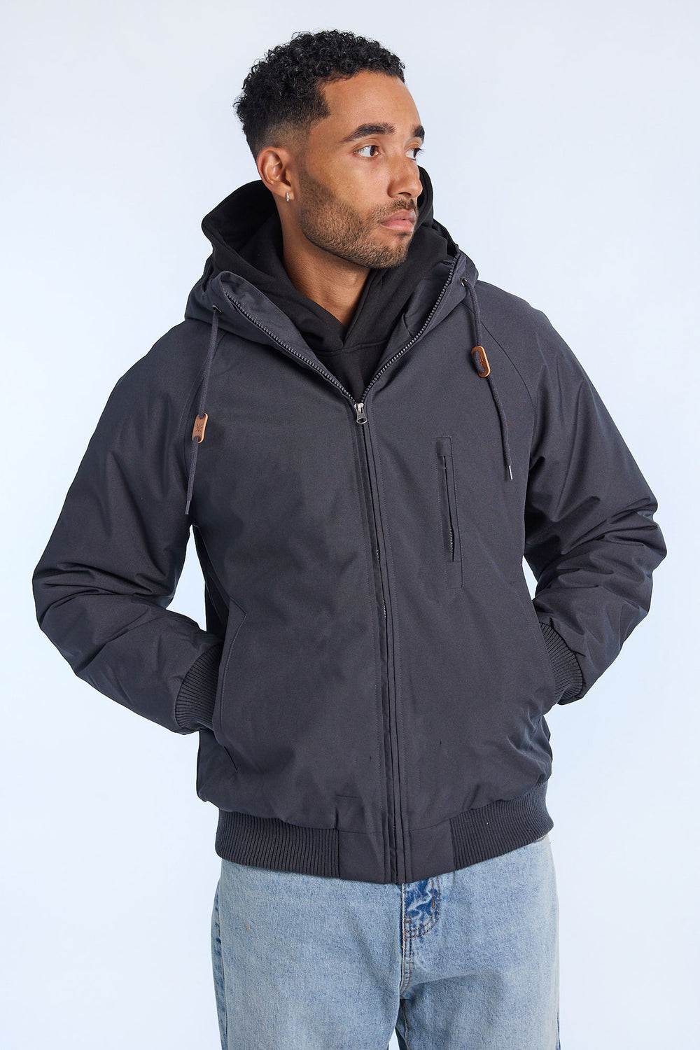Mens Hooded Raglan Bomber Jacket Mens Hooded Raglan Bomber Jacket